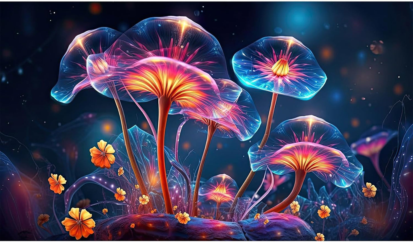 Flower Aquarium Background Modern Style Bluebell Blooming Flower Floral Design Terrarium Background Mysterious Elegant Glowing Fantasy Flower Fish Tank Backdrop Poster Decorations Vinyl 36x20in