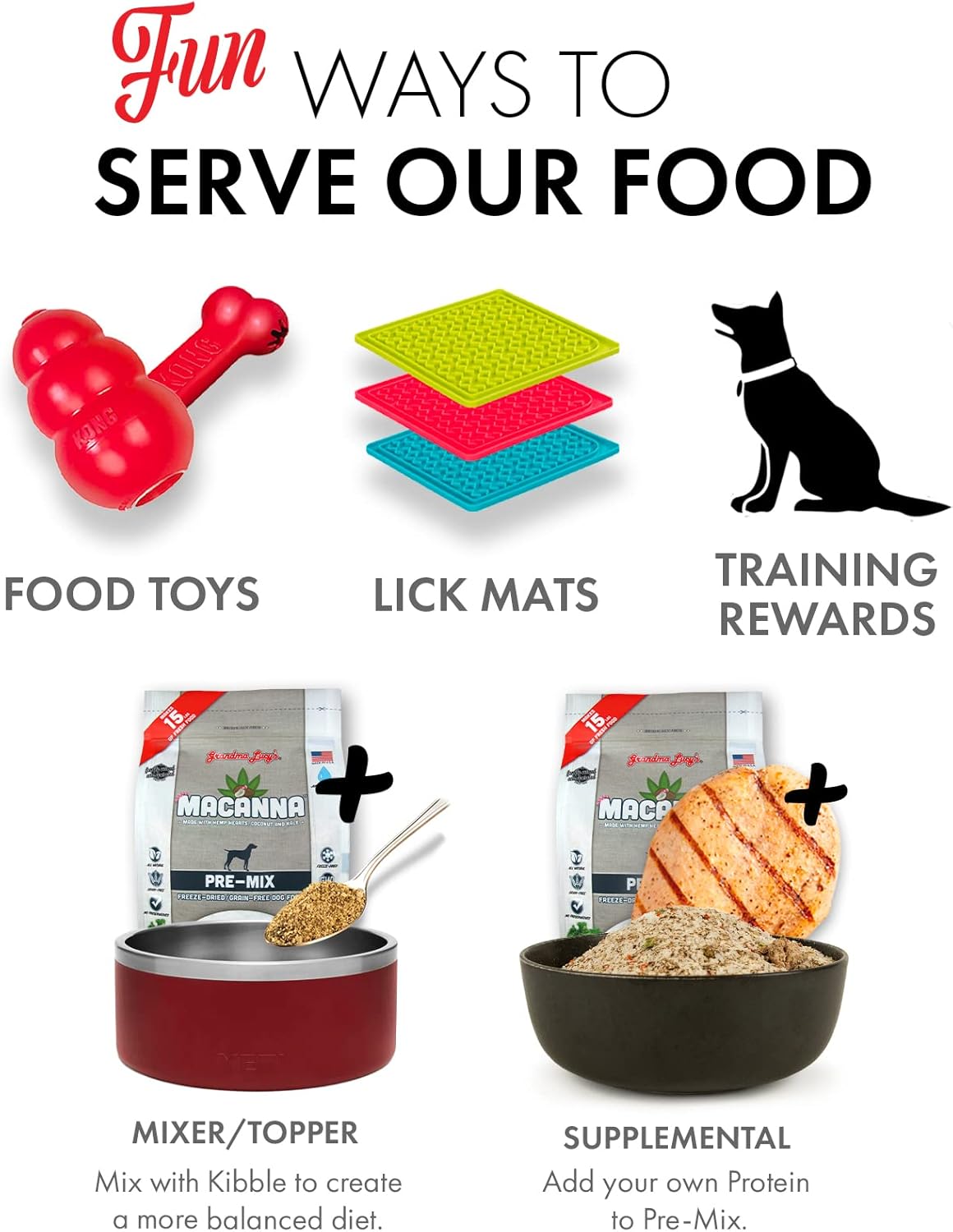 Grandma Lucy's Macanna Dog Food, Grain Free and Freeze-Dried - Pre-Mix, 3Lb Bag