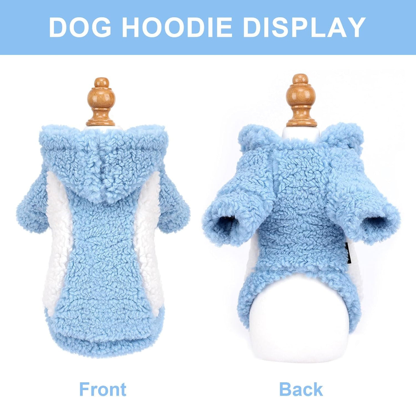 YIKEYO Dog Hoodie Pet Clothes Sweater with Hat Soft and Warm Cold Weather for Small Patchwork Hood(Blue, Medium)