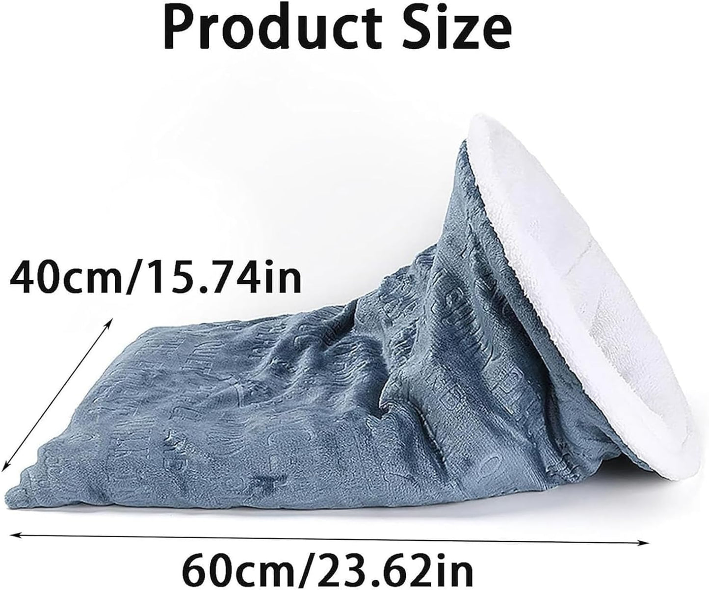 Cozy Cat Winter Sleeping Bag - Self-Warming 360 Wrap Cave Bed, Soft Plush Large Sack for Indoor Cats (B)