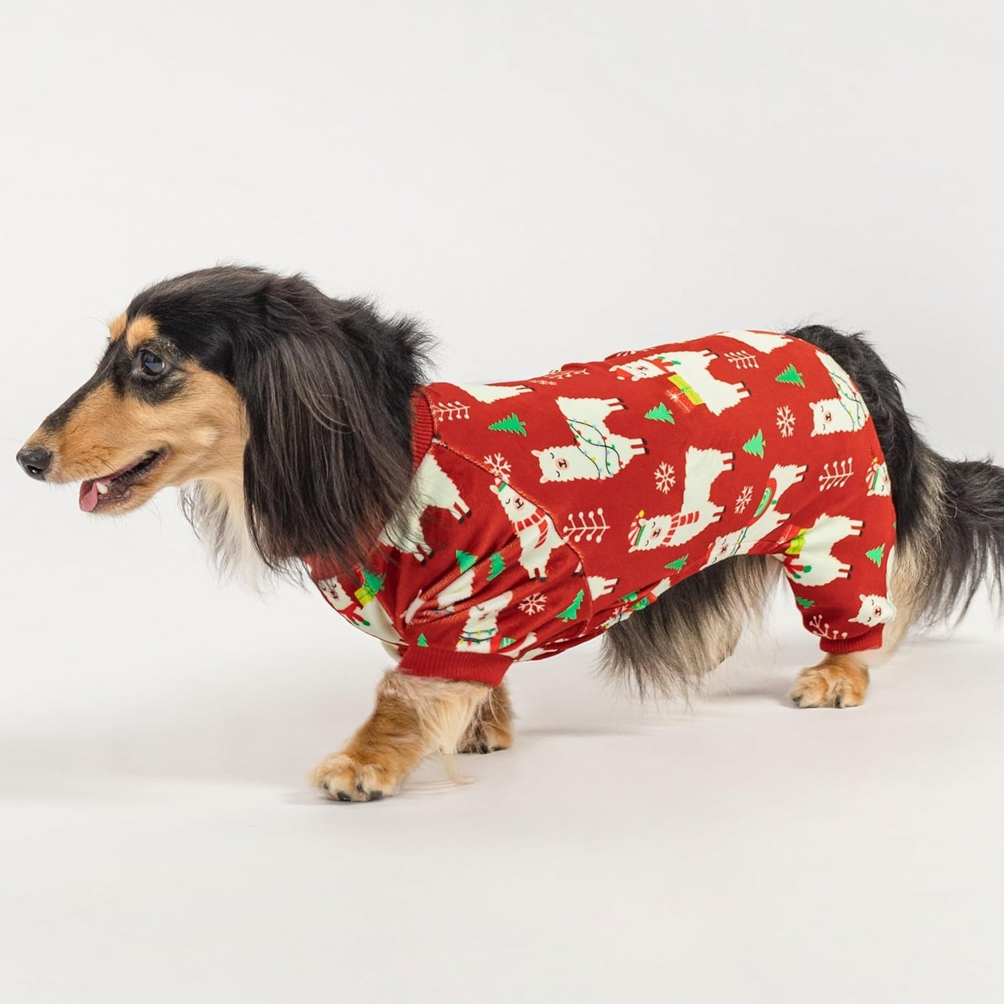 Fitwarm Christmas Alpaca Dog Pajamas, Christmas Clothes for Small Dogs Boy Girl, Holiday Pet Outfit, Red, Green, White, XS