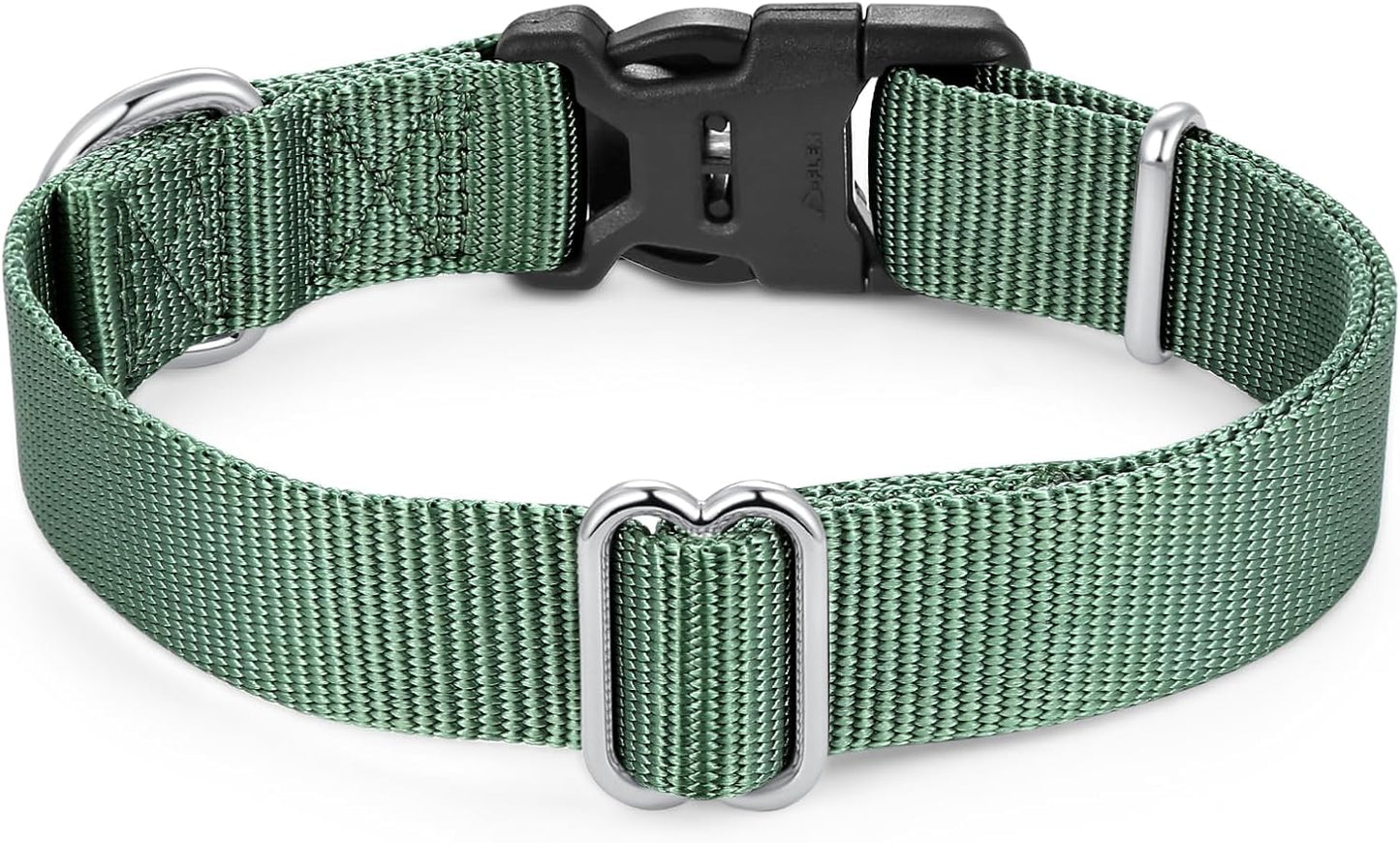 Mikivery Nylon Dog Collar with Quick Release Buckle Soft Adjustable Sturdy for Small Medium Large Dogs Emerald,L