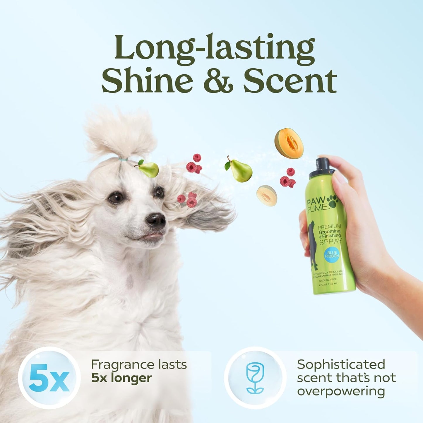 PAWFUME Dog Perfume Spray for Grooming, Blue Ribbon, 2-Pack – Keep Your Pup Fresh All Day – Probiotic, Alcohol-Free, Detangling & Moisturizing – Salon-Quality Dog Spray Deodorizer Perfume