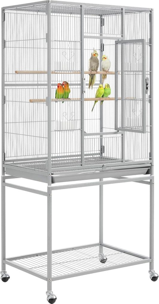 Yaheetech Metal Large Bird Cage Parrot Parakeet Cage w/Stand for Small Parrot Cockatiel Sun Parakeet Lovebird Budgie Finch Canary Green Cheek Conure, 54inch