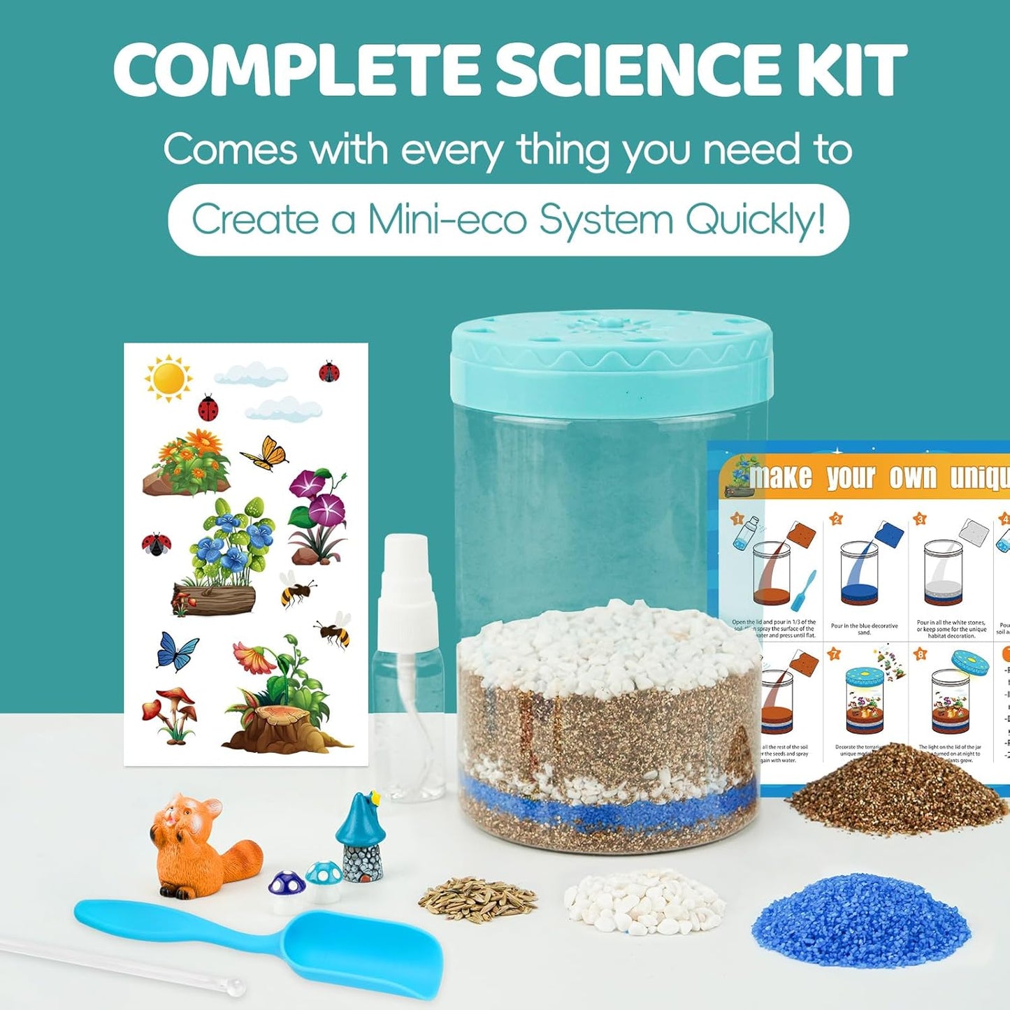 Light Up Terrarium Kit for Kids,Redpanda Gardening Kit for Boys and Girls,Creative Educational Gardening Toy,Arts and Crafts Activity Kits,Birthday Gifts for Ages 4 5 6 7 8-12