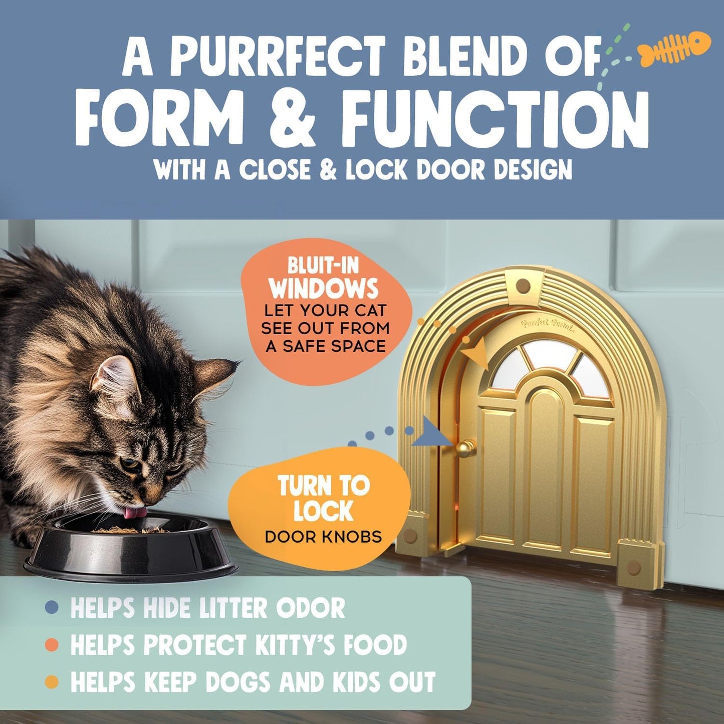 Meow Manor® Cat Door Interior Door - No-Flap, Interior Cat Door for Cats Up to 20 lbs, Easy DIY Setup, Secured Installation in Minutes, No Training Needed…