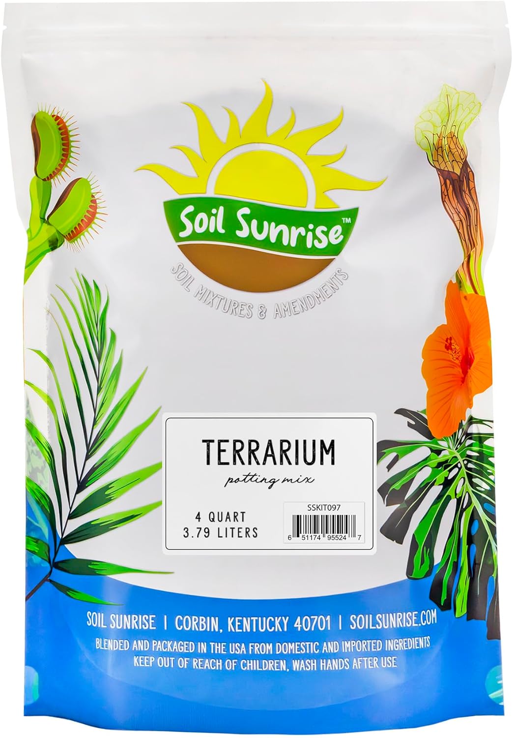 Terrarium Potting Soil Mix (4 Quarts), w/Blended Filtering Charcoal Custom Made for Terrariums