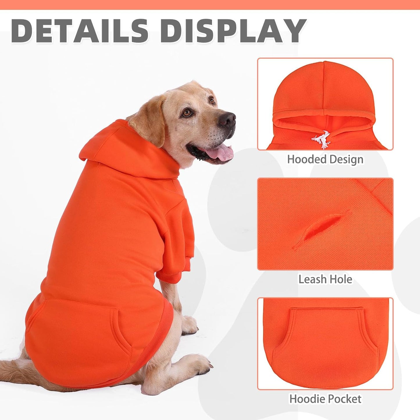 KOOLTAIL Fall Dog Hoodie - Soft & Warm Dog Thanksgiving Sweater with Leash Hole and Pocket, Pet Winter Coat, Cold Weather Clothes Sweatshirt for Small Medium Large Dogs Puppy Cat Boys Girls, Orange S