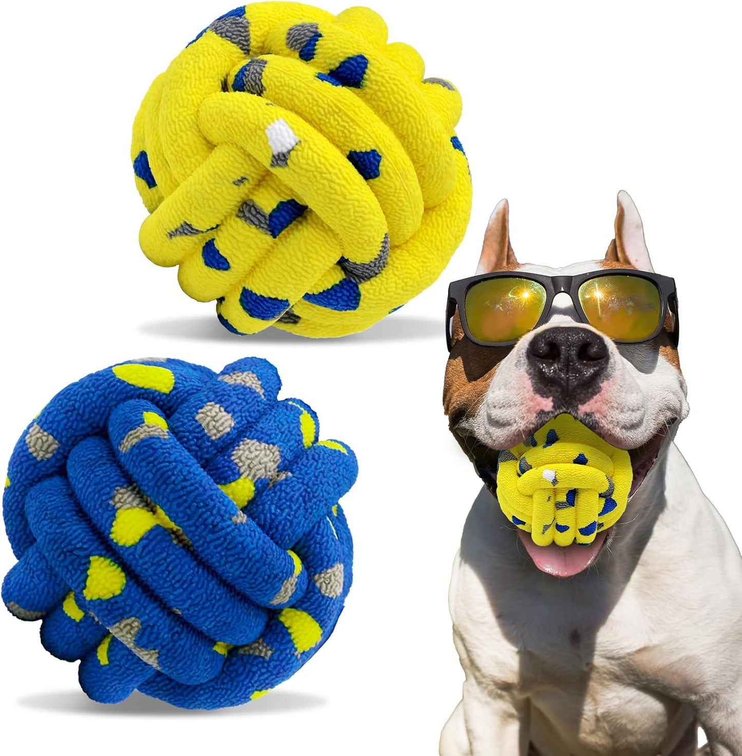 Dog Balls Tennis Ball Toys Dog Toy for Aggressive Chewers Indestructible Teething Chew Toys Water Toy Fetch Ball for Dogs (2 Pack)