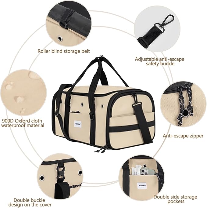 Pet Carrier Bag, Foldable Cat Bag Airline Approved, Soft-Sided Cat Travel Bag, Washable Dog Carrier Privacy Protection for Home Outdoor Travel(M, Blue)