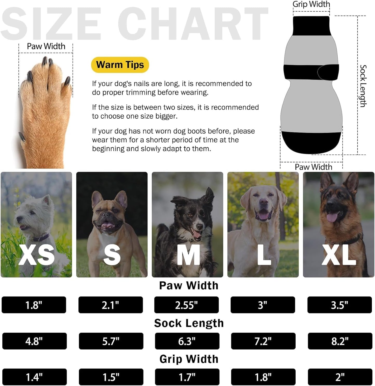 SCENEREAL Anti Slip Dog Sock to Prevent Licking Paws for Hardwood Floors, Boots & Paw Protector Shoes for Hot/Cold Pavement with Grippers, Double Sides Grips for Small Medium Large Senior Dogs, S