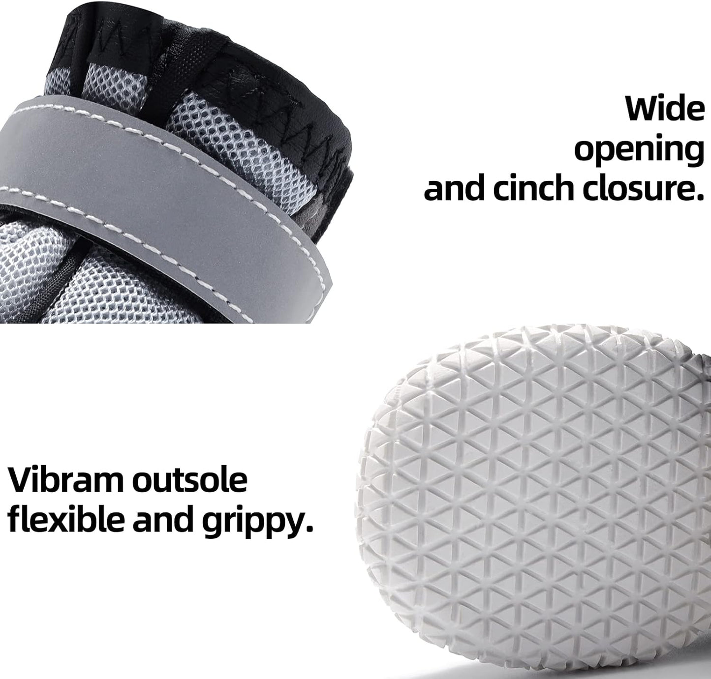 Hcpet Dog Boots for Large Dogs, Dog Shoes for Hot Pavement Winter Snow, Paw Protector Dog Booties Designed for Comfort and Breathability, Outdoor Booties for Small Medium Dogs for Hiking Grey Size 3