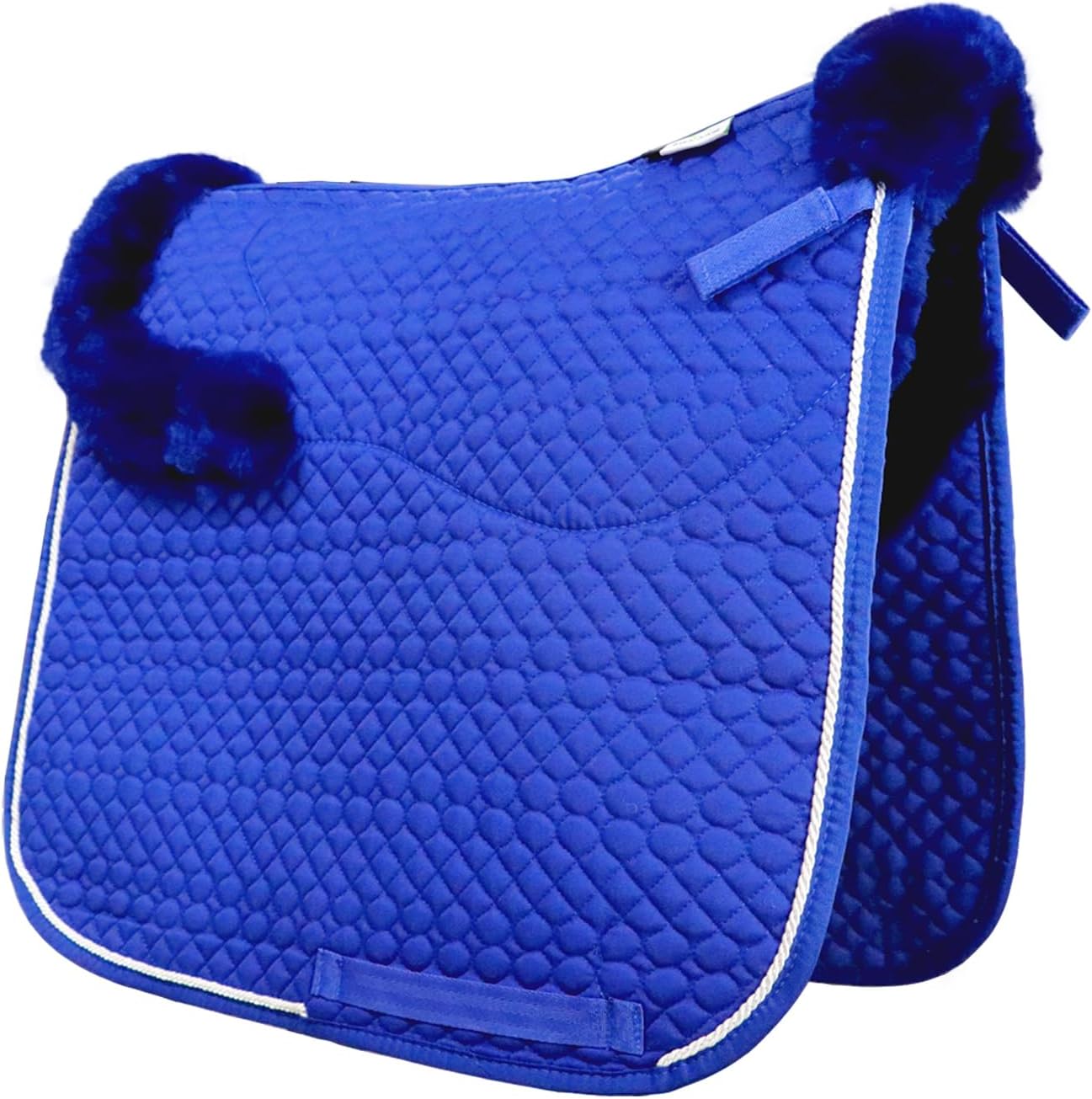 Woolous Dressage Saddle Pad, English Saddle Pad with Sheepskin Trim, Lambskin Wool Fleece Lining, Square Saddle Pad for Equestrian Riding, Comfortable & Shock Absorbing