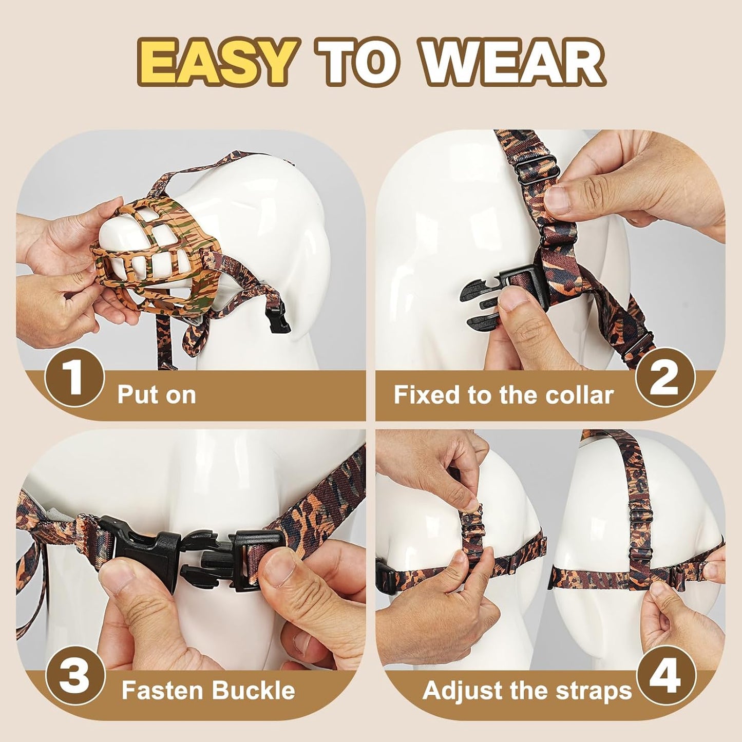 Basket Muzzle to Prevent Biting, Dog Muzzle for Large Medium Small Dogs Allows Panting Drinking Anti Chewing, Perfect for Grooming Trimming Training and Aggressive Reactive Dogs (Brown, Size 1)