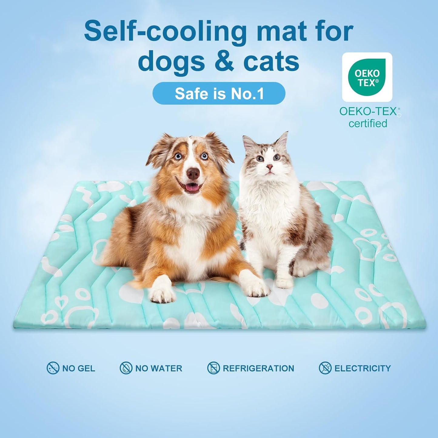 BEAUTYZOO Upgrade Dog Cooling Mat Extra Large, Reversible Self-Cooling Mat for Dogs, Thicken Pet Ice Cool Pad Blanket for Summer Kennel Sofa Bed Floor Car Seat, Machine Washable&Foldable, 48"x28"