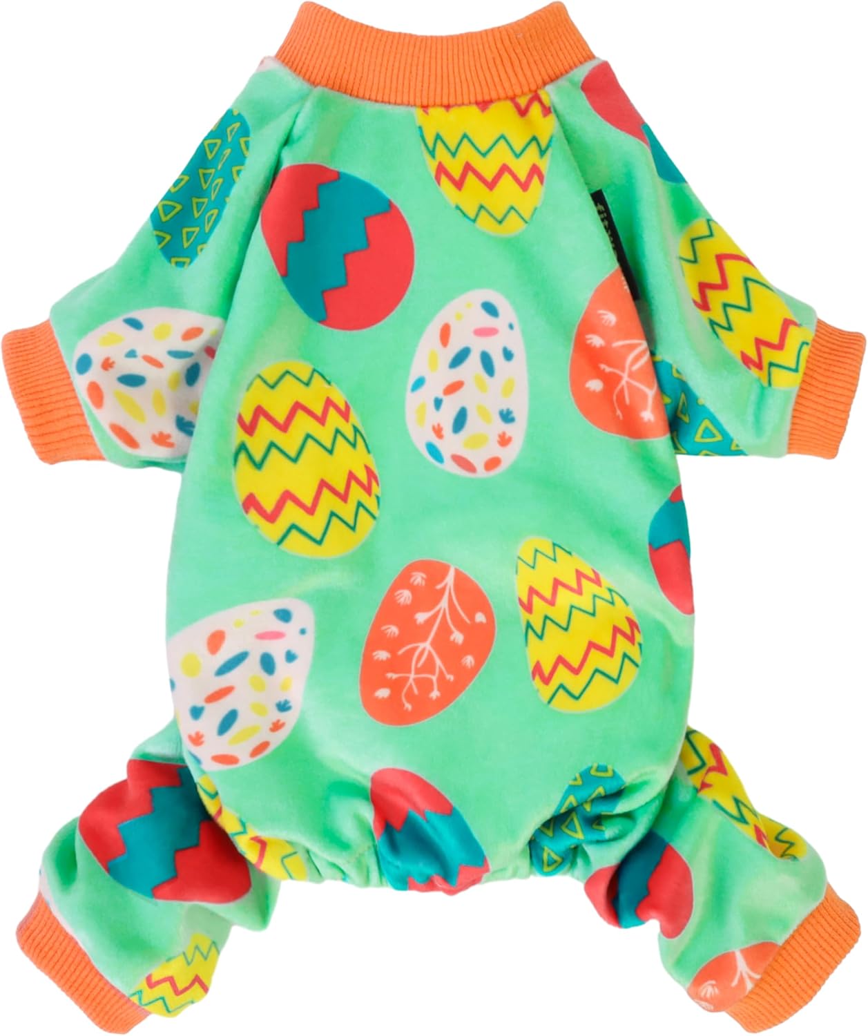 Fitwarm Easter Egg Dog Pajamas, Holiday Dog Clothes for Small Dogs Girl Boy, Pet Easter Outfit, Puppy Cat Onesie, Lightweight Velvet, Light Green, Orange, Large