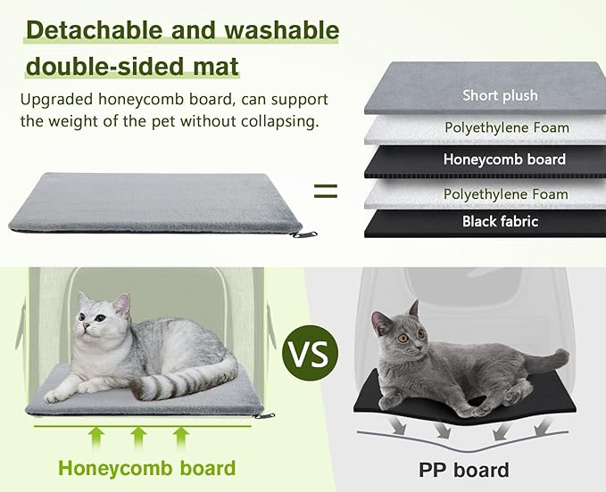 Pecute Pet Carrier Backpack, Large Cat Carrier Backpack, Expandable Cat Backpack with Breathable Mesh for Medium Large Cats, and Small Dogs, Dog Backpack Carrier for Travel Hiking Khaki