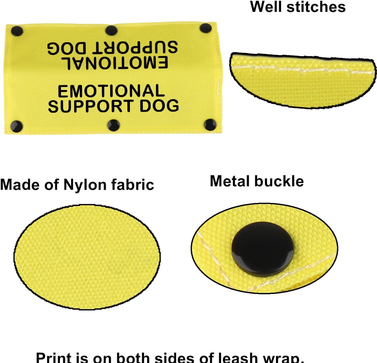 Therapy Service Dog Leash Sleeve Emotional Support Dog Leash Wrap Alert Hanging ID Patch Tag Pet Birthday Gift (Emotional Dog-YE Sleeve)