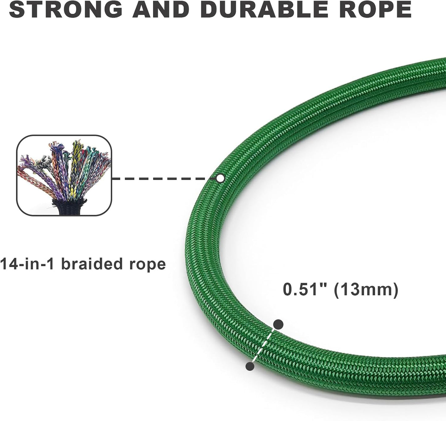 Rope Dog Leash with Two Handles, 6 Foot Heavy Duty Dog Leash with Aviation Aluminum Auto Locking Carabiner, Strong Nylon Pet Lead for Small, Medium, Large Dogs (Green, 6FT-Two Handle)