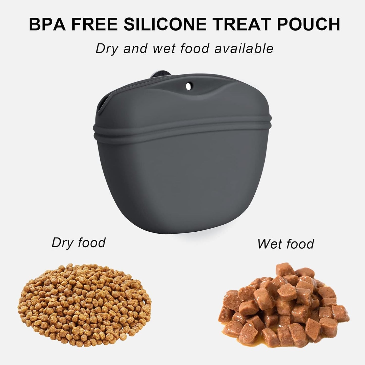 Left&Right Dog Clicker Training Kit,Silicone Dog Training Treat Pouch and Dog Clickers,Dog Treat Bag with Clicker Training for Dogs,Pet Treat Bag with Magnetic Buckle Closing and Waist Clip,Dark Grey