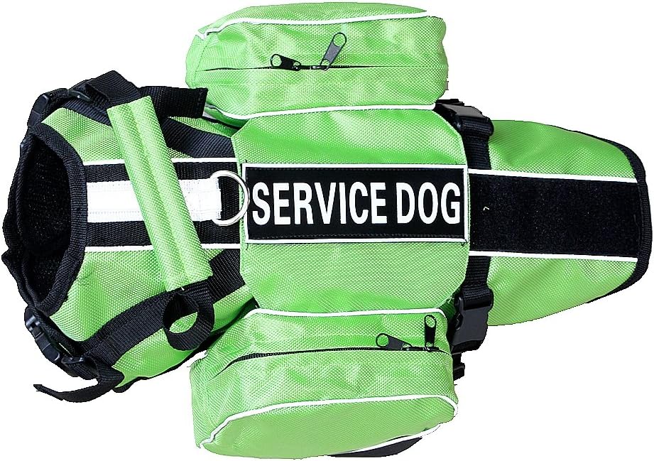 Serijoars Dog Vest Harnesses with Saddlebag Backpack for Camping & Travel - Reflective Hound Hiking Backpack Saddle Bag - Lightweight Vest Harness for Medium & Large Dogs (Green, S)