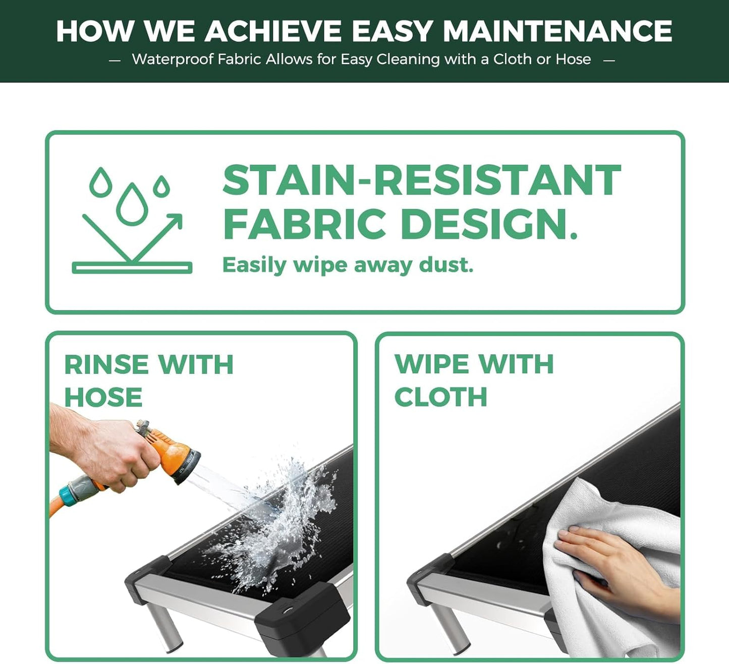 FXW TitanNest Chew-Proof Elevated Dog Bed, Raised Cot for Indoor/Outdoor/Camping Use, Durable & Washable Padded Pet Bed for Small Dogs, 35.0" L x 22.0" W x 4.5" H, Black