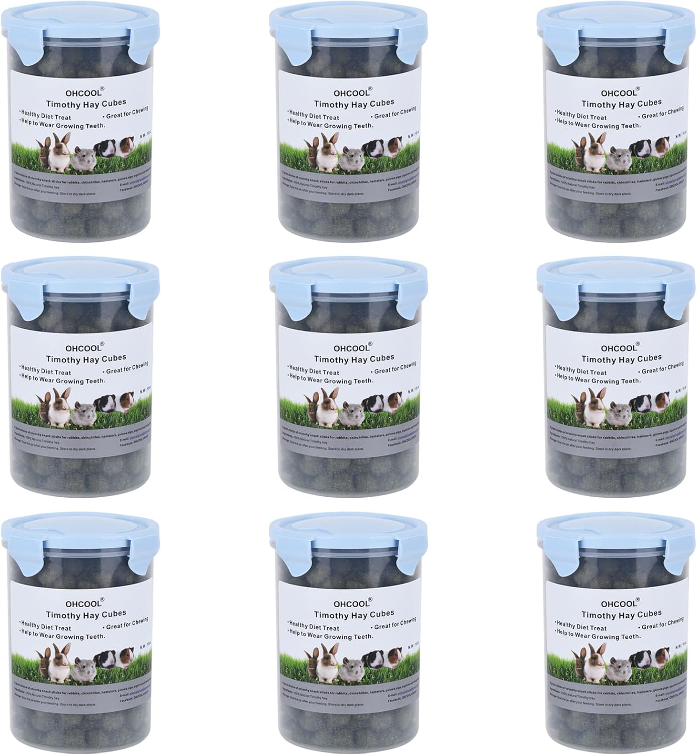 Timothy Hay Cubes 90 oz (9 * 10 oz) with Small Size - Timothy Grass Pellets for Tortoises Rabbits Guinea Pig Chinchilla