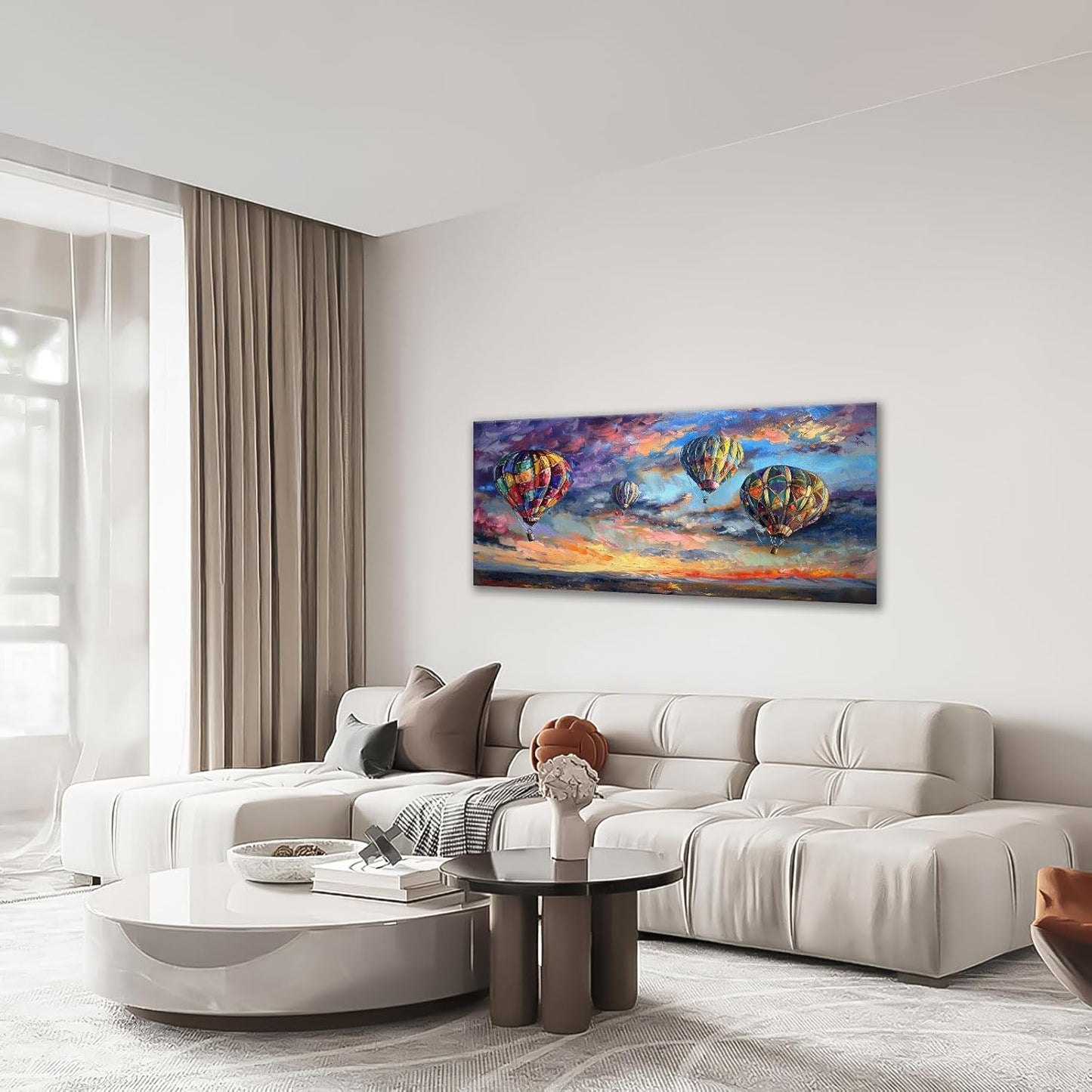 Extra Large Wall Art Hot Air Balloons Canvas Living Room Pictures Framed Prints Colorful Oversize Wall Decor Animal Painting Artwork for Bedroom Dining Home 60"x30"