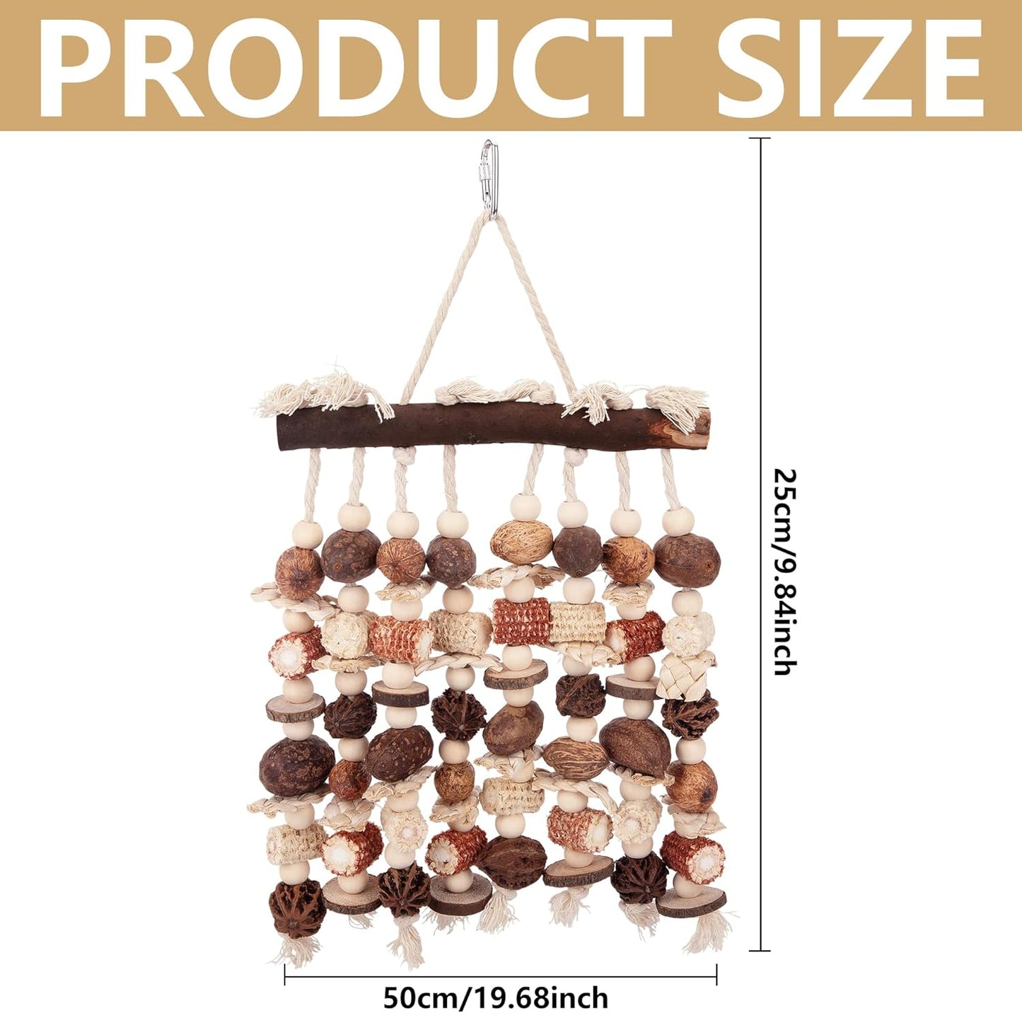 Deloky Extra Large Parrot Toy-Natural Wooden Chewing Tearing Toy for African Grey, Amazon Parrots, Macaws, Medium Breeds