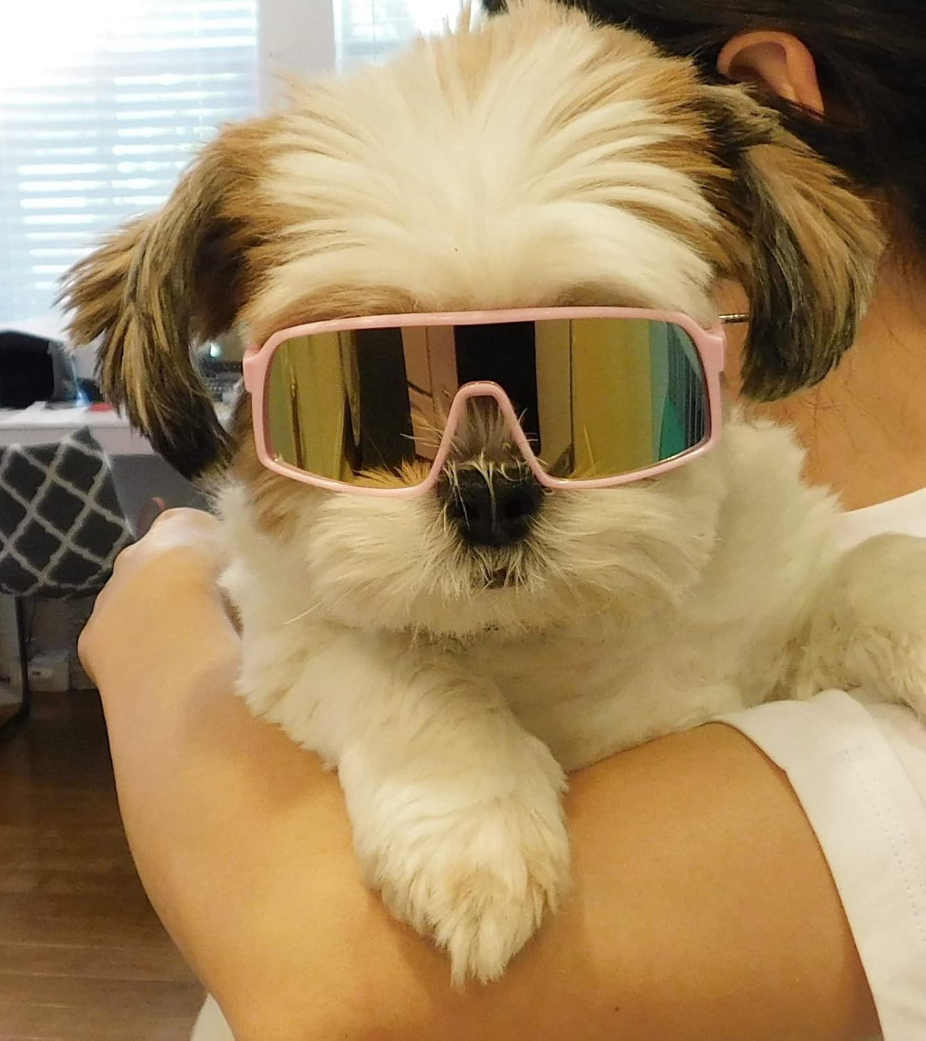 G029 Dog Cat Pet Sports Turbo Small Sunglasses for Toy Breeds 8-18lbs (Sport Turbo Pink-Pink Mirror)