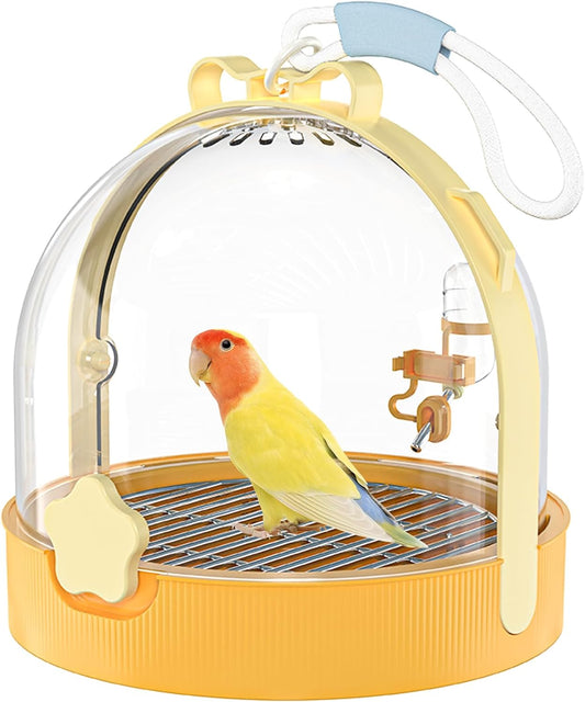 Birdcages,Carriers,Small Bird Travel Cage Carrier, Bird Carry Transport Bag，Small Animal Carrier, Travel Carry-Out Cage with Water Bottle (Yellow)