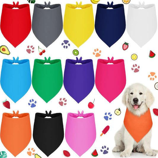 Frienda 12 Pcs Plain Dog Bandanas Blank Puppy Adjustable Triangle Solid Color Dog Bandanas Multicolor Puppy Scarf Heat Transfer Washable Handkerchief(64 x 43 x 43 cm,Vivid Color)