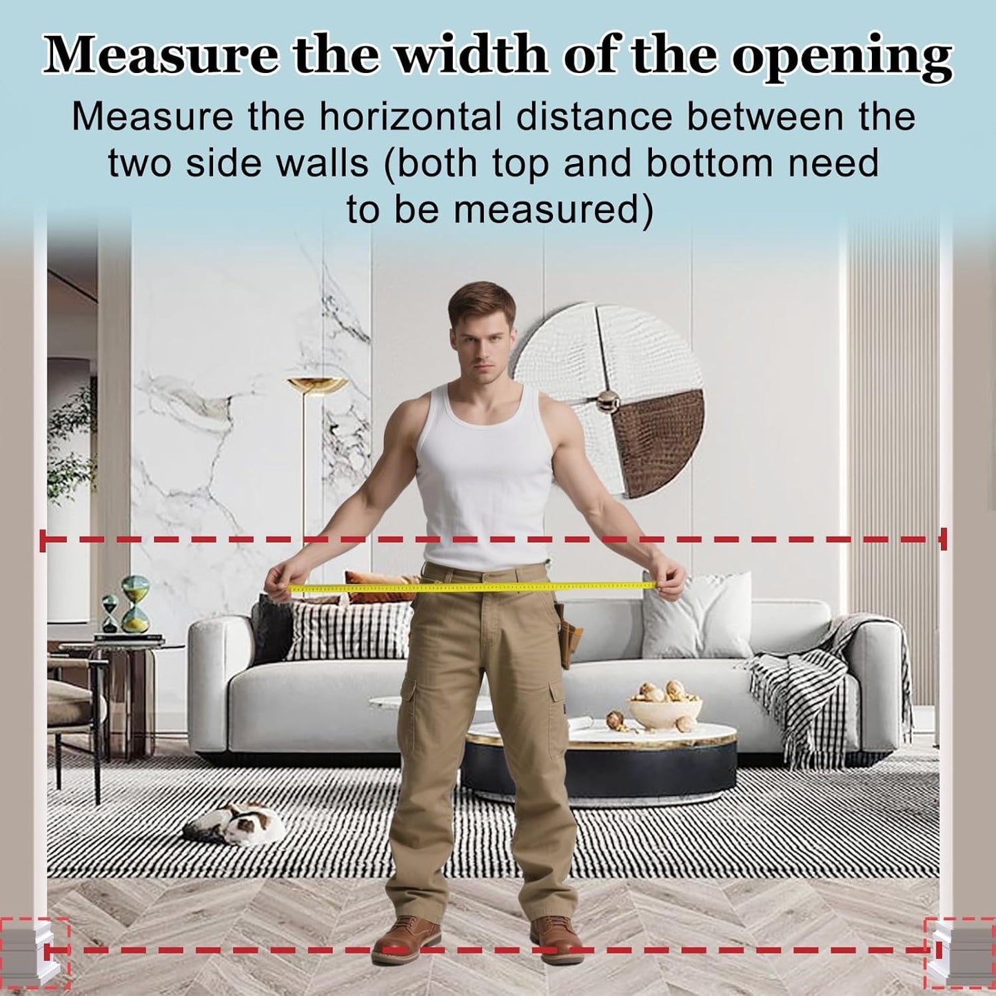 WAOWAO Triple Lock Baby Gate Extra Wide 62.59-67.32" Pressure Mounted Walk Through Swing Auto Close Safety Black Metal Dog Pet Puppy Cat for Stairs,Doorways,Kitchen