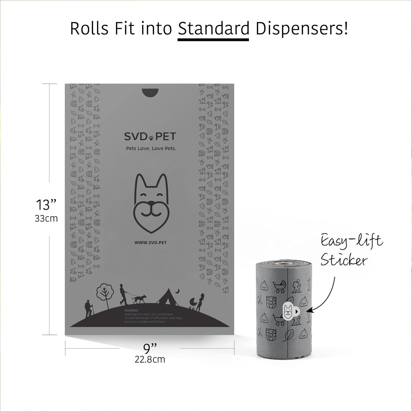 SVD.PET [2-Pack] Retractable Waste Bag Dispensers Gift Set, 2 Pet Waste Bag Holders with 60 large Waste Bags, Dog Walking Accessory Gift Value Pack (Black & Columbia Blue)