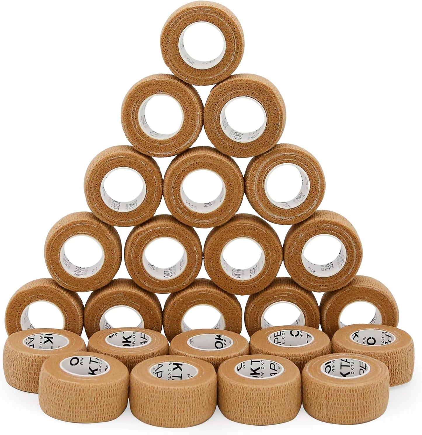 OK TAPE Self Adherent Cohesive Bandages Wrap - 24Packs, 1" x 5 Yards, Non-Woven Self Adhesive Bandage Wrap for Thumb, Finger, Wrist, Ankle, Vet Wrap Bandages Tape (Beige)