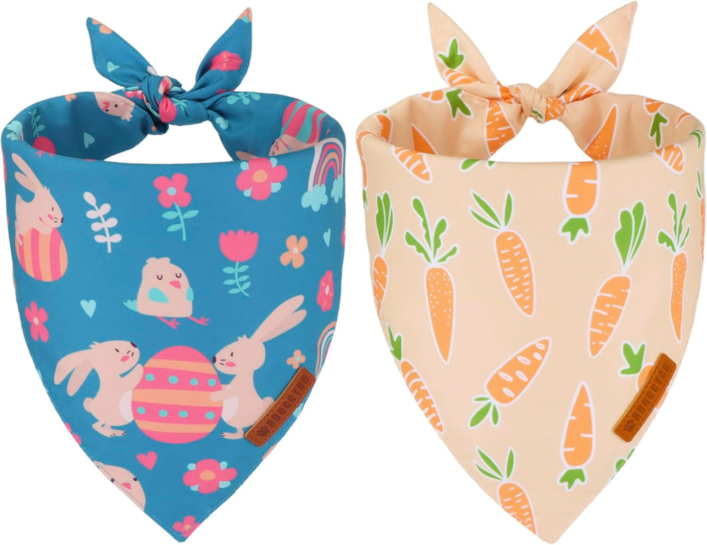 ADOGGYGO Easter Dog Bandanas, Rabbit Carrot Pet Scarf, Multi Size Offered, Orange Blue Easter Bandana for Medium Large Dogs Pets (Large)