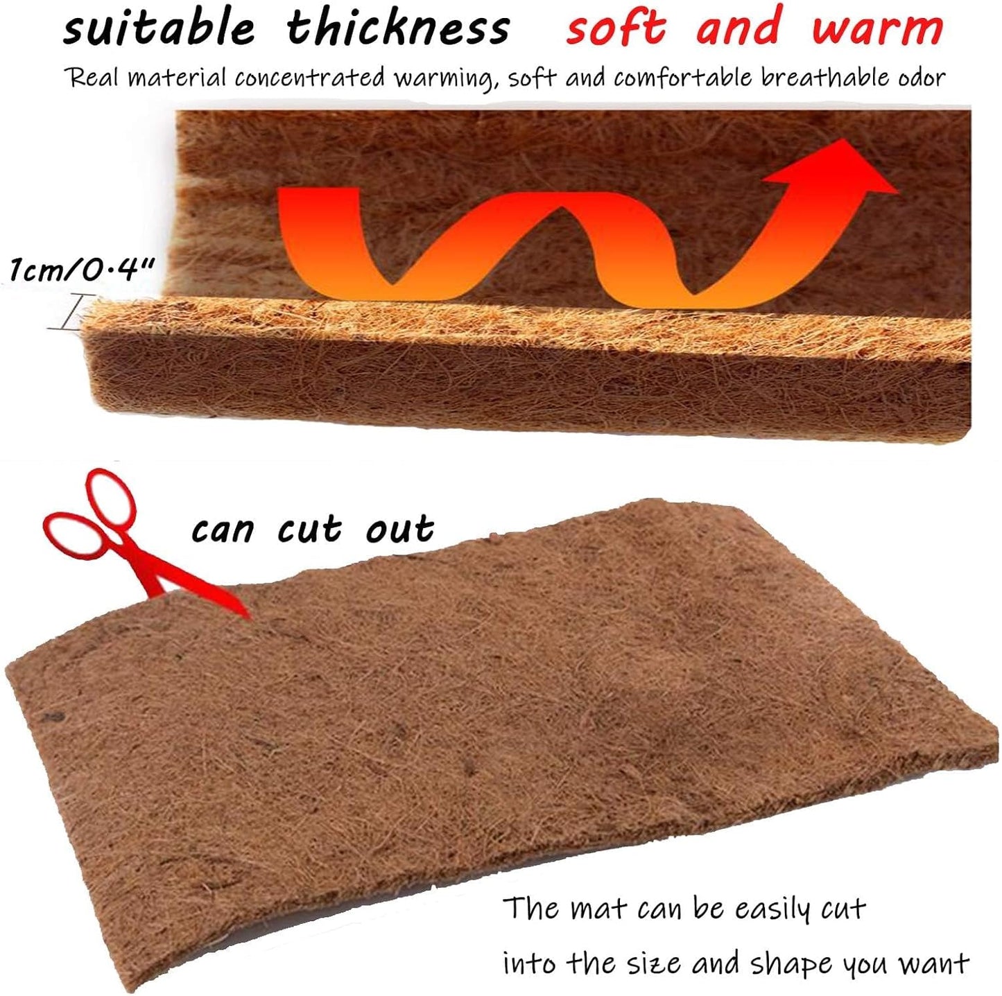 Hamiledyi Reptile Carpet Natural Coconut Fiber Tortoise Carpet Mat for Pet Terrarium Liner Reptile Supplies for Lizard Snake Chamelon Turtle Bedding Bunny Rabbit Mat (4 Pcs)