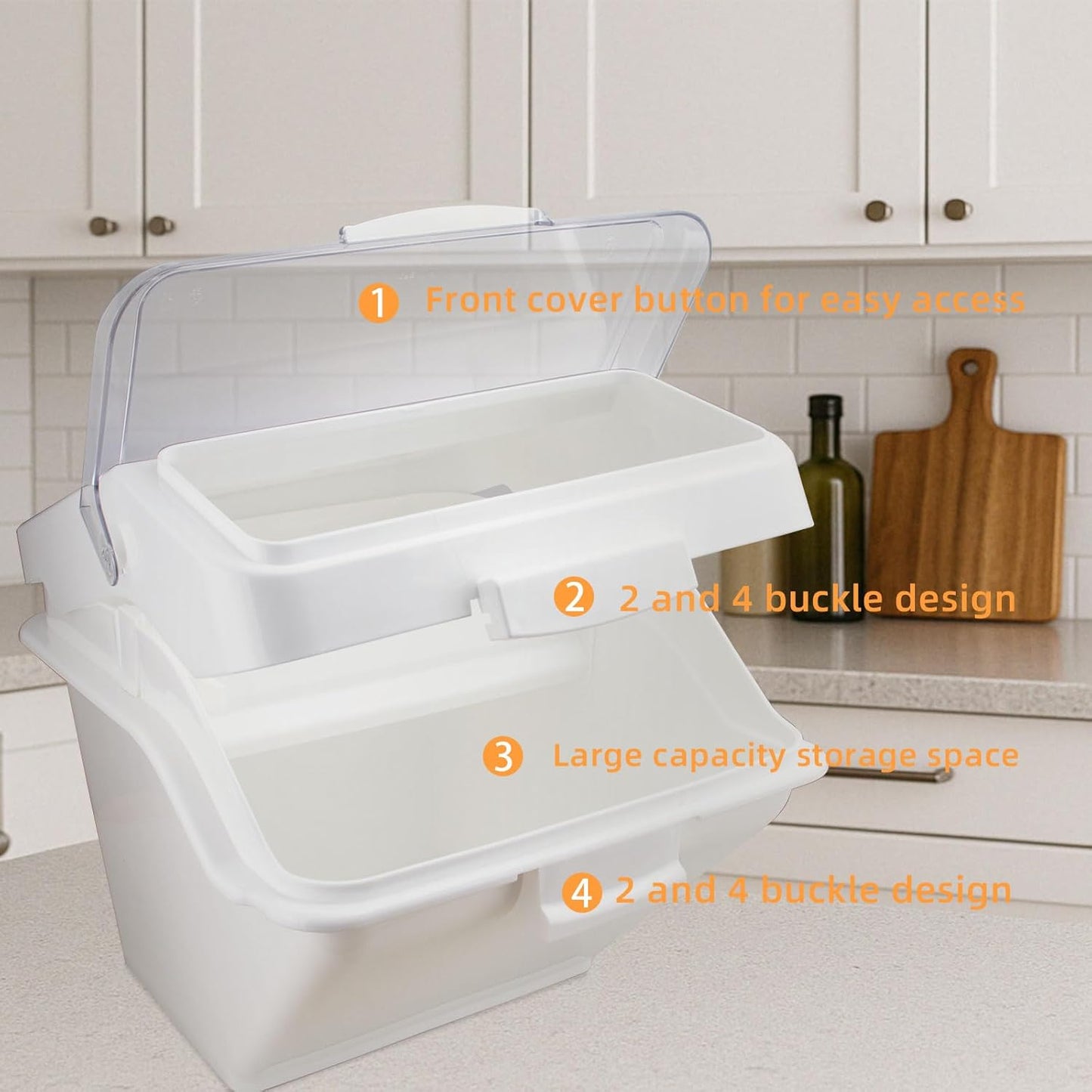 22LB Airtight Flour Storage Container With Scoop for Dry Food, Sugar, Baking Supplies,Rice.BPA Free Ingredient Storage Bin，Pet Food Storage Container Dog Cat Birds Food Bin (22 LB)