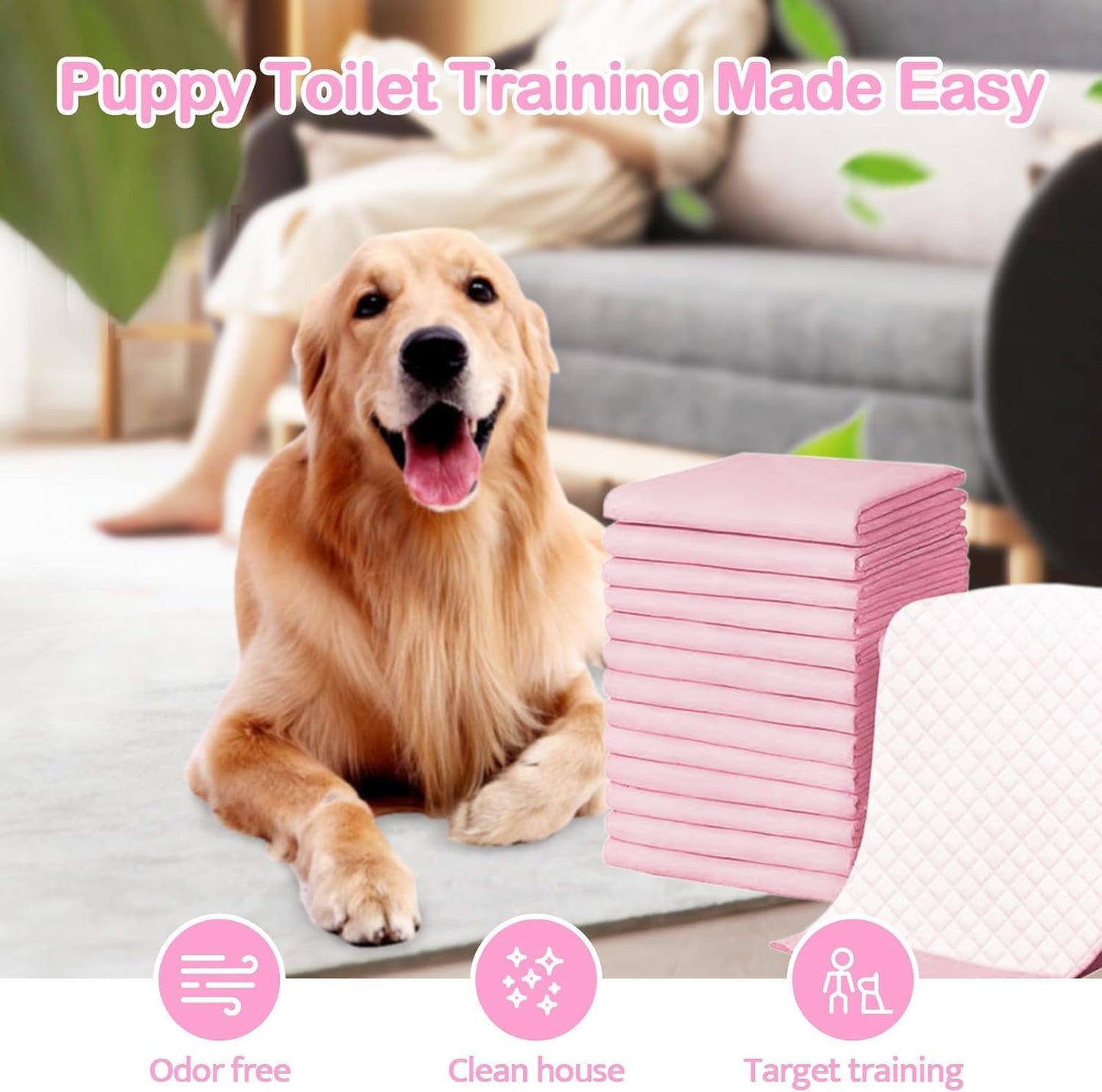 Dog Pee Pads XL:24"*35" Training Pads Upgrade Triple Thickness All-Purpose Super Absorbent & Leak-Proof, Quick Dry and Leak-Proof and Odor Control, for Puppies Dogs, Cats, Rabbit and Pets (25-Count)