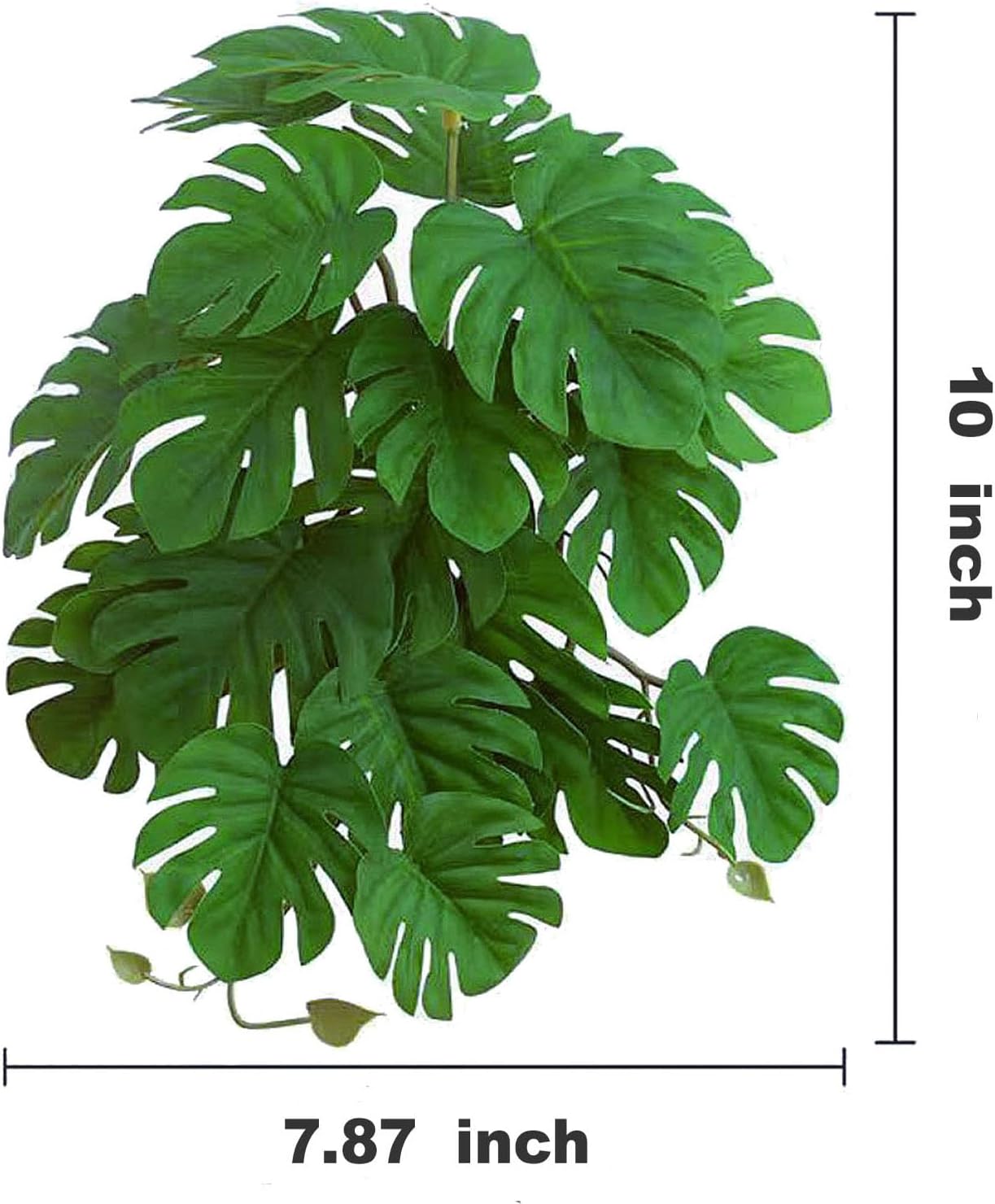 Reptile Plants for Terrarium Decor, Amphibian Habitat Decor, Snake Tank Accessories, Artificial Hanging Plants with Suction Cup-2 Packs (Fake Monstera)