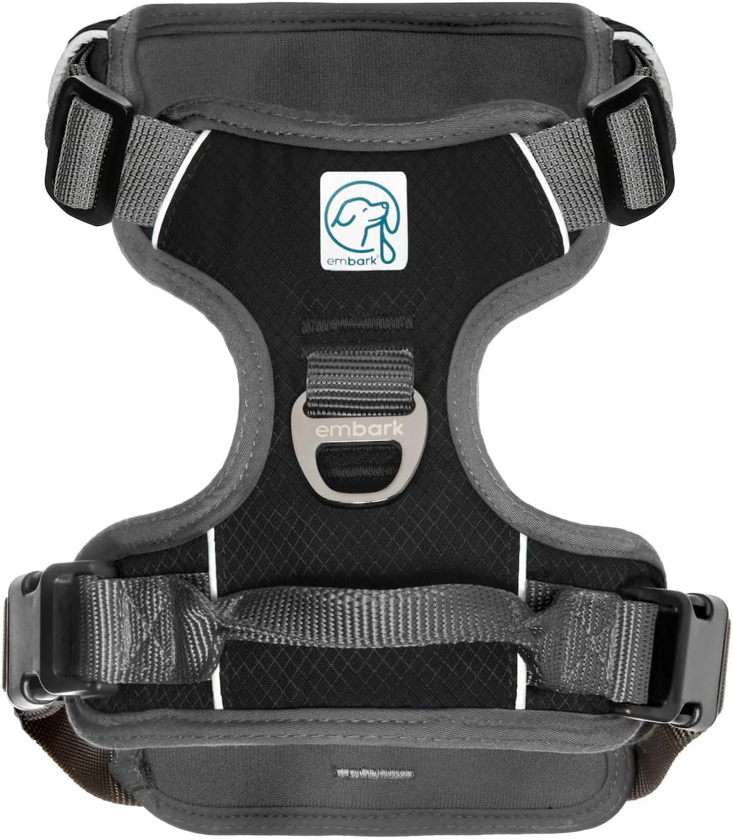 Embark Adventure Dog Harness, Reflective Trim No Pull Dog Harness for Large Dogs - Military Grade Nylon, Front Clip with Gel Lined Handle. Soft & Padded Puppy for Any Breed