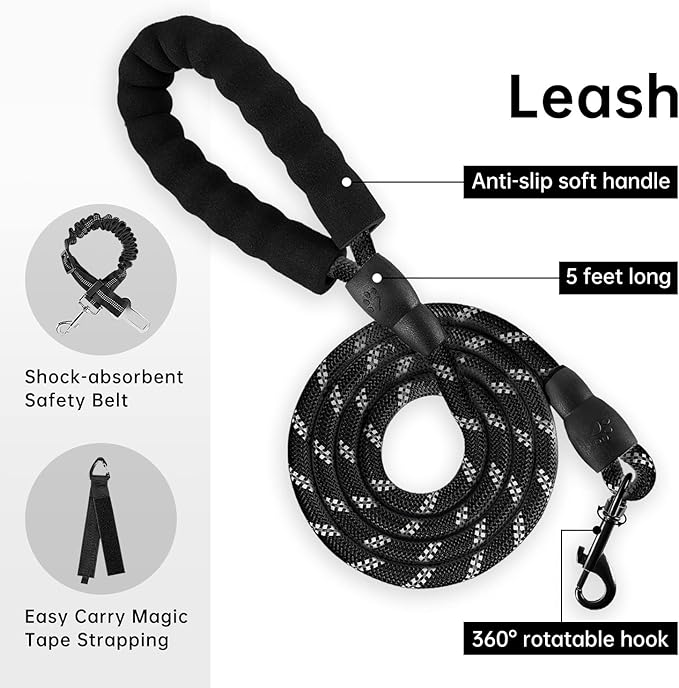 IVY&LANE No Pull Dog Harness with Leash Set, Reflective No Choke Pet Vest,Adjustable Oxford Dog Vest Harness with Easy Control Handle for Small Dogs (Checkered Black,S)
