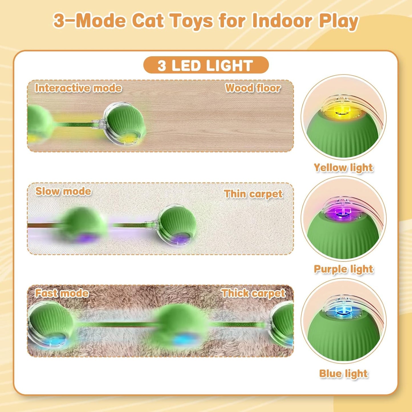 Interactive Cat Toys for Indoor Cats, Rechargeable 360° Automatic Moving Cat Toy for Bored Indoor Adult Cats, 2025 Upgraded Chase Motion Activated Kitten Toys - Green