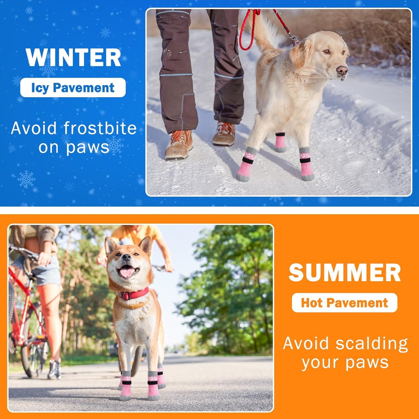 SCENEREAL Anti Slip Dog Sock to Prevent Licking Paws for Hardwood Floors, Boots & Paw Protector Shoes for Hot/Cold Pavement with Grippers, Double Sides Grips for Small Medium Large Senior Dogs, XS