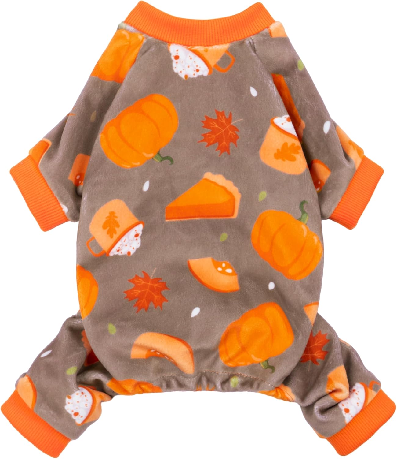 Fitwarm Pumpkin Dog Pajamas, Thanksgiving Outfit for Small Dogs Boy Girl, Pet Onesie, Brown, Orange, XS