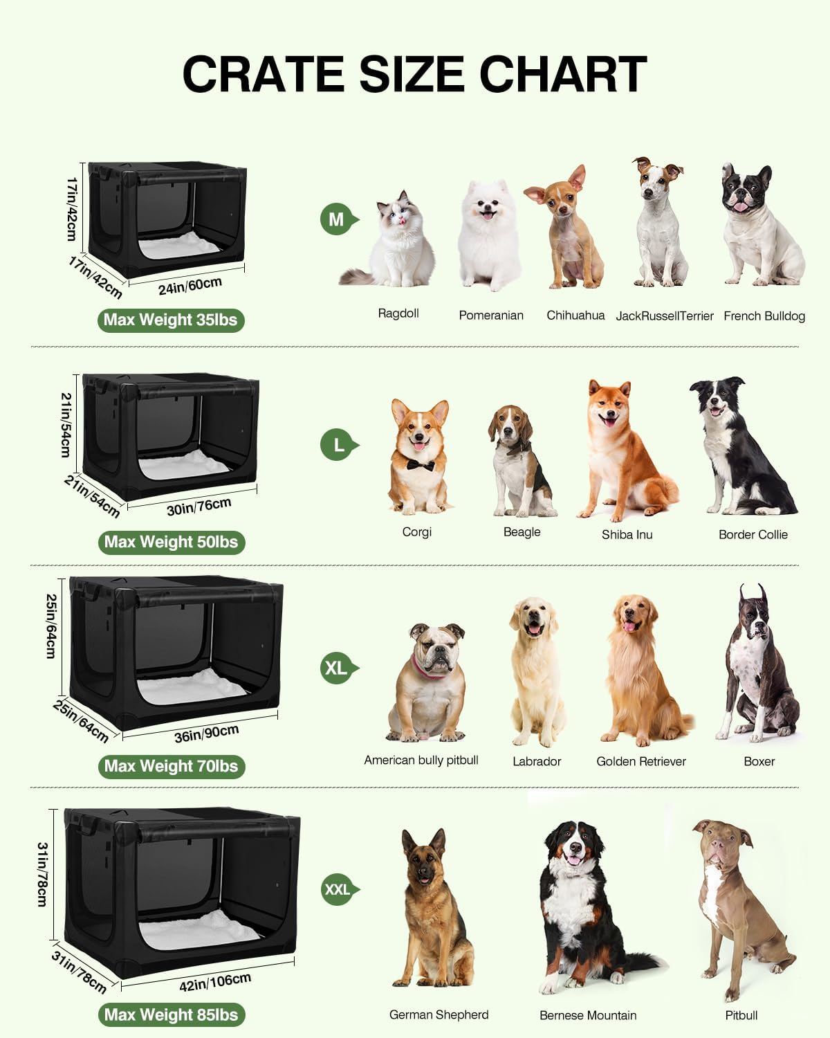 30-Inch Collapsible Travel Dog Crate, Portable 4-Door Soft Kennel for Medium to Large Dogs, Durable Mesh Windows, Indoor/Outdoor Use, Foldable, with Storage Bag (Black)