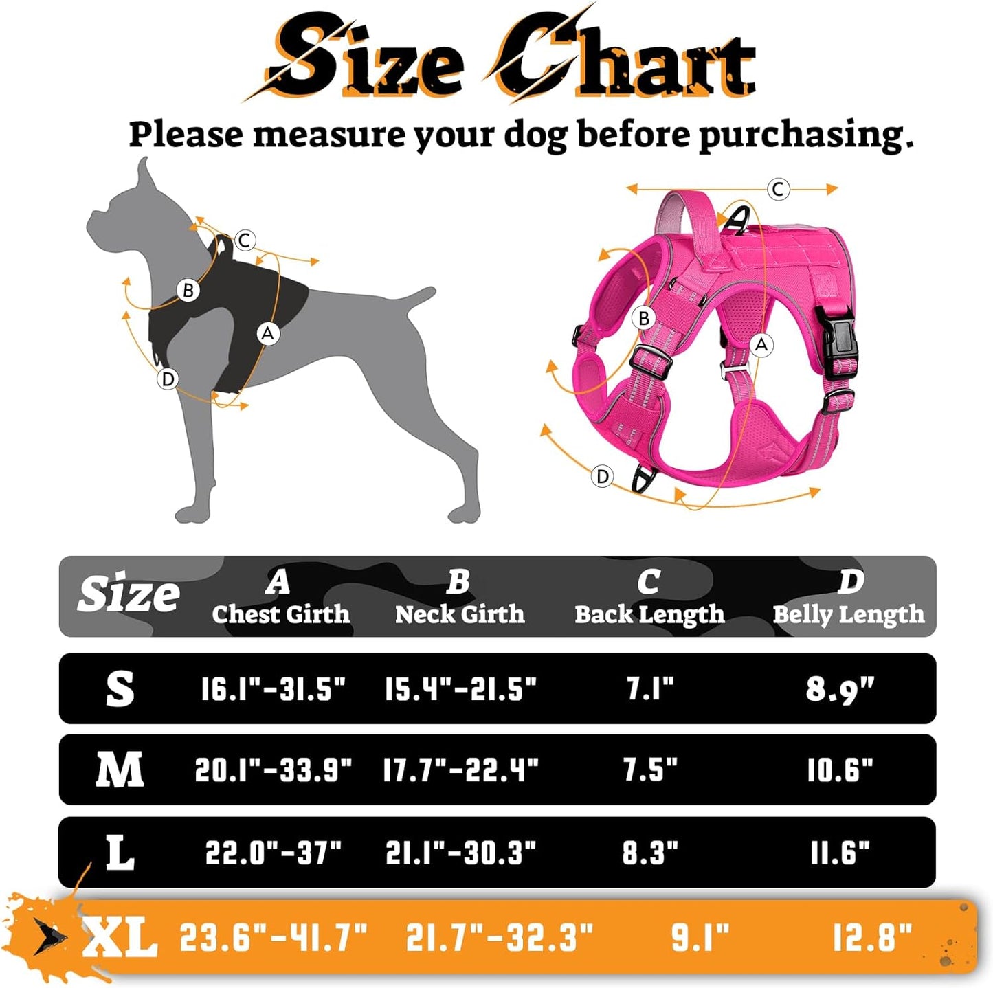 rabbitgoo Dog Harness for Large Dogs No Pull, Tactical Service Pet Vest with Molle and Control Handle, Adjustable and Reflective Military Harness for Easy Walking and Training, Rose Red, XL