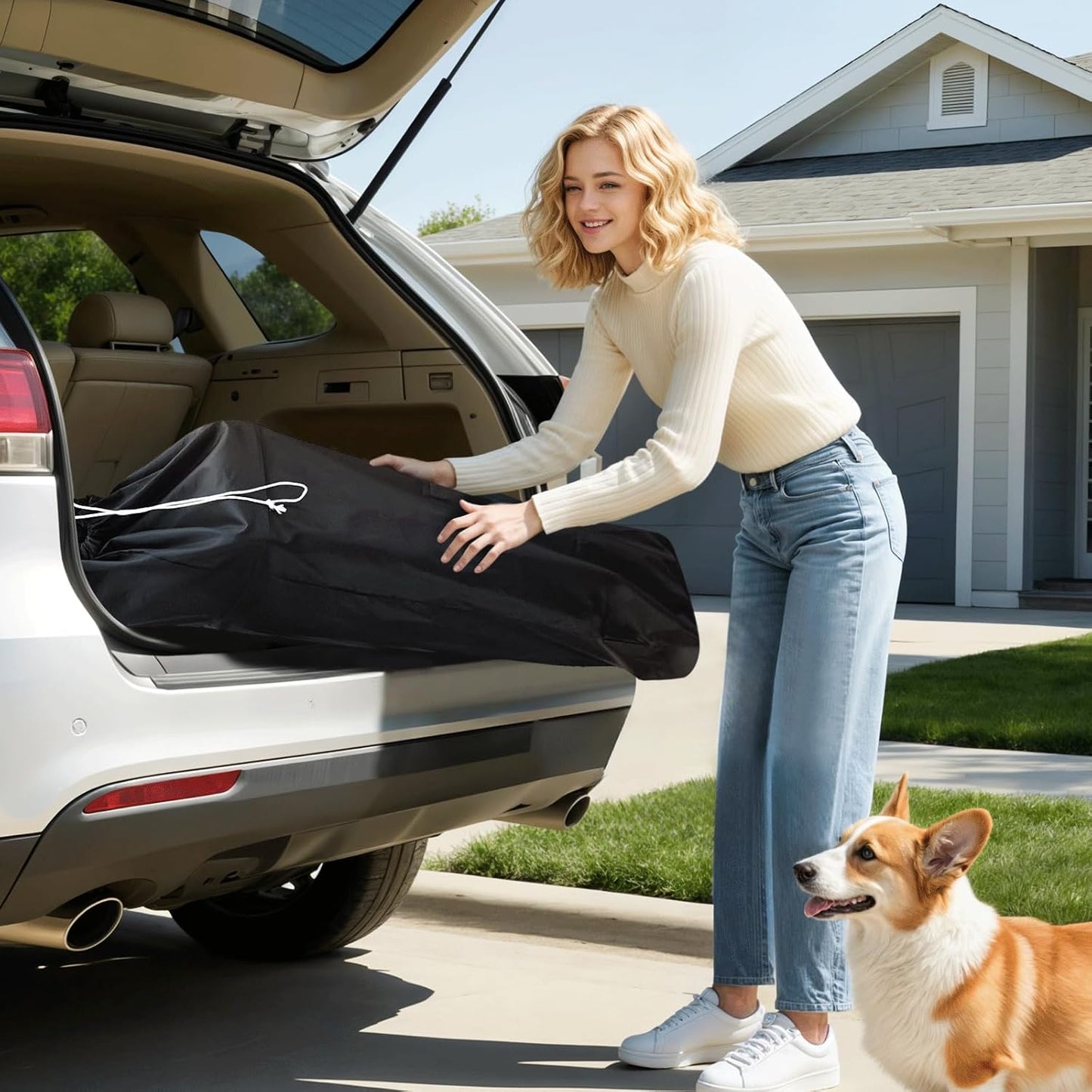 Magshion Compact Pet Stroller for Small-Medium Dogs/Cats up to 22lbs, 4-Wheel Lightweight Umbrella Shaped Portable Puppy Travel Jogger with Breathable Mesh, Cup Holder & Rear Storage, Black