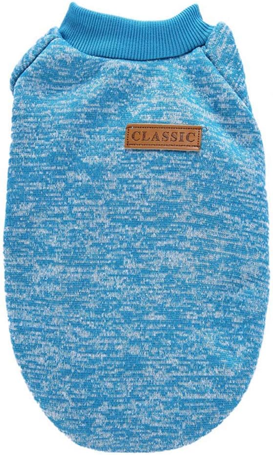 Jecikelon Dog Clothes Dogs Sweater Soft Puppies Clothing Winter Puppy Sweaters Warm Outfit for Dogs Small XXS XS Cat Apparel (Light Blue, L)