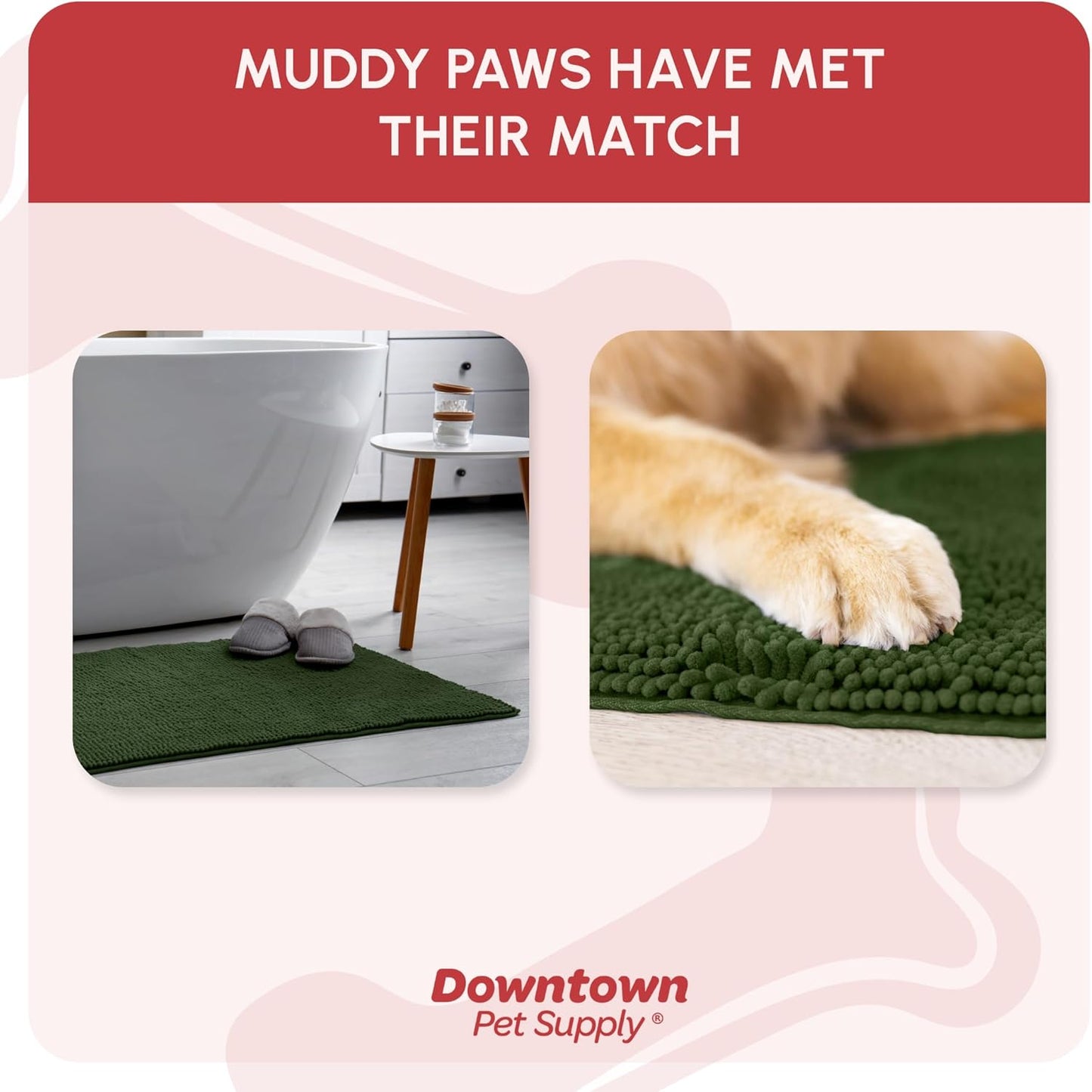 My Doggy Place Microfiber Dog Mat for Muddy Paws, 8' x 2' Chive - Non-Slip, Absorbent and Quick-Drying Dog Paw Cleaning Mat, Washer and Dryer Safe - Hallway Runner